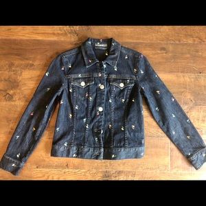 Liz Claiborne Floral Embroidered Denim Jacket